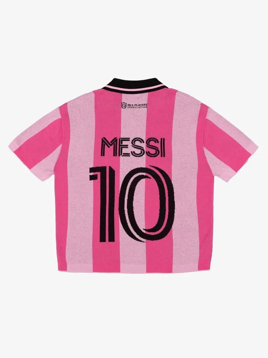 Футболка с принтом Lionel Messi Knit Fashion Jersey Peace Collective — изображение 2 из 3, розовый