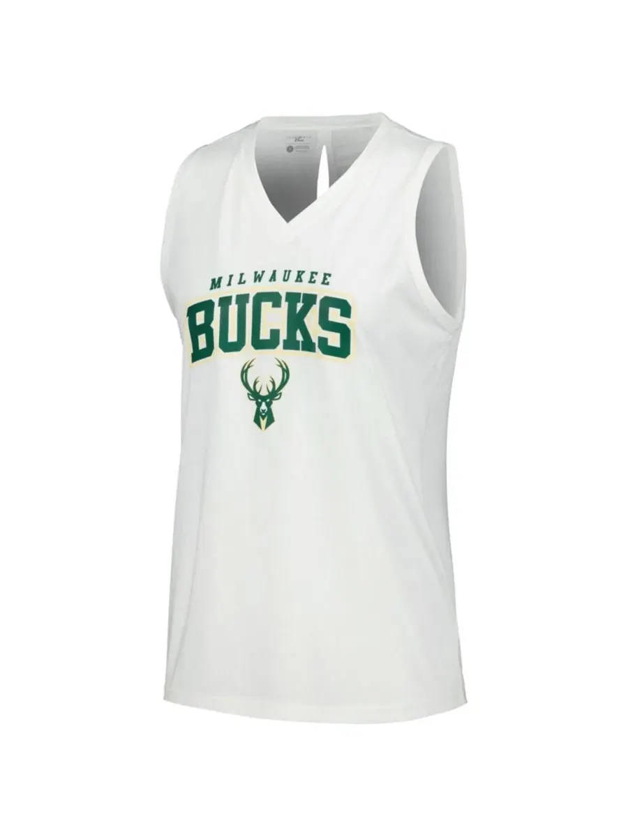 Женский топ без рукавов с принтом Milwaukee Bucks Paisley Peekaboo LevelWear — изображение 2 из 3, белый
