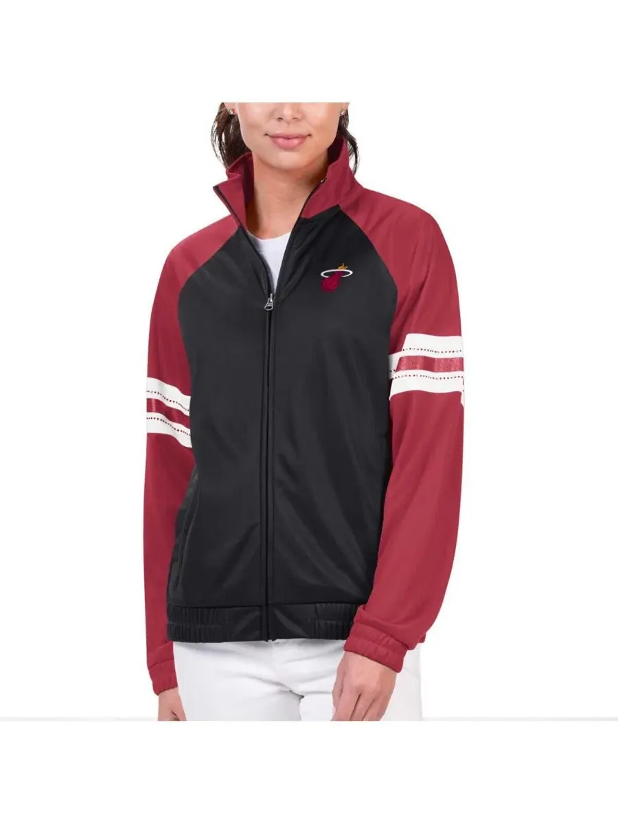 Женская куртка-бомбер с принтом, модель Main Player Raglan Rhinestone Full-Zip Track Jacket G-III