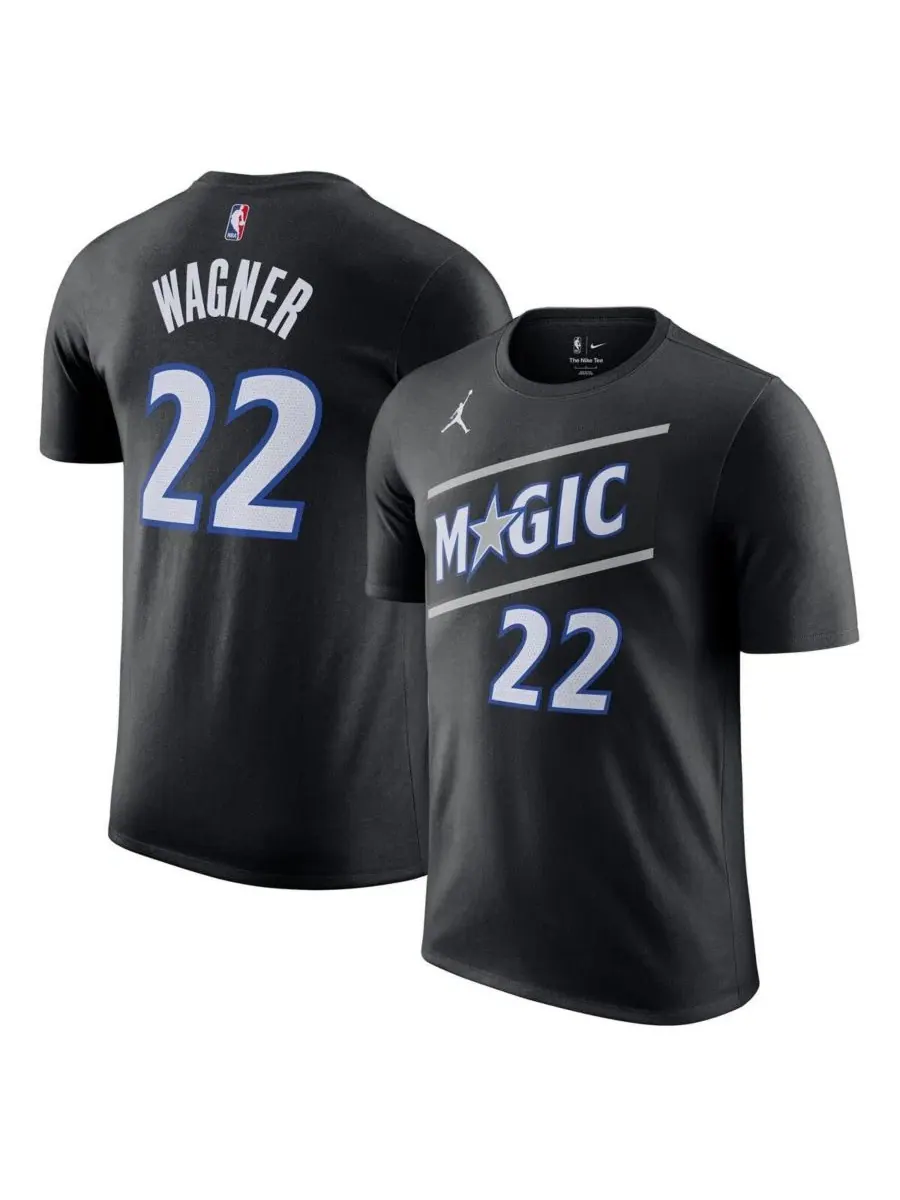 Футболка с длинным рукавом Jordan Franz Wagner Black Orlando Magic Name & Number T-Shirt