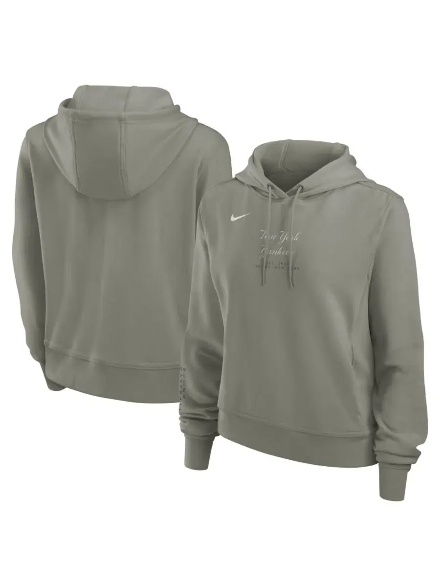 Женская толстовка New York Yankees One Tri-Blend Dri-FIT оливкового цвета Nike
