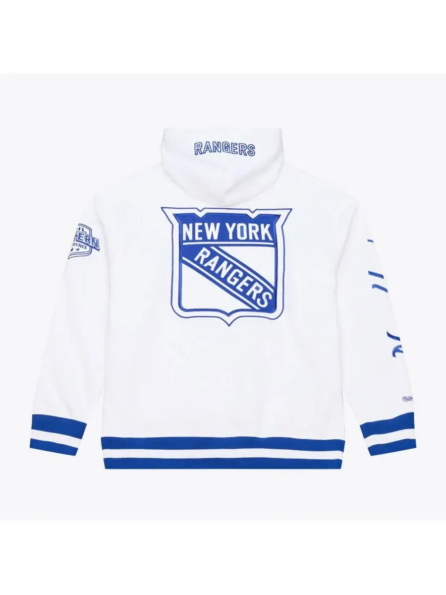 Мужская белая толстовка New York Rangers Arctic Fleece Hoodie Mitchell & Ness — изображение 2 из 4, белый