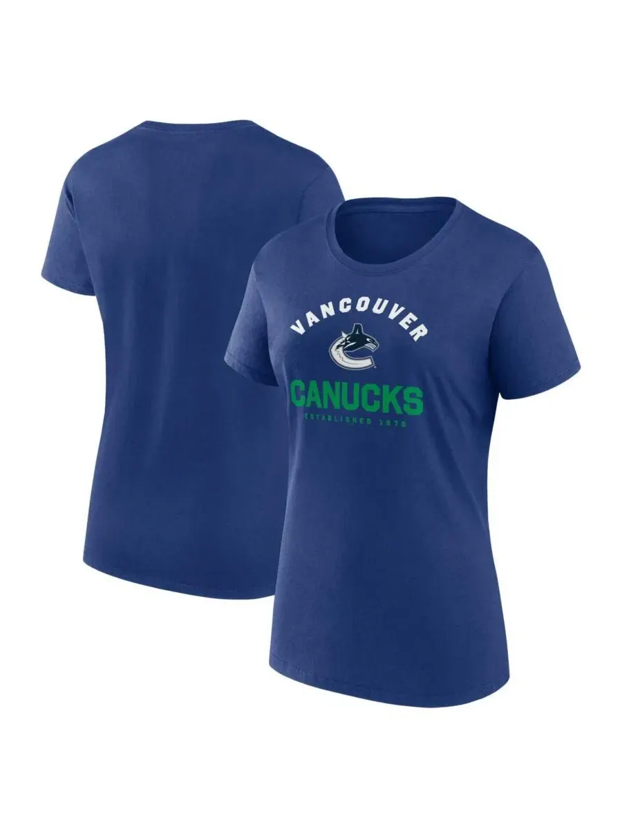 Женская синяя футболка Vancouver Canucks Unrivaled Logo Athletic