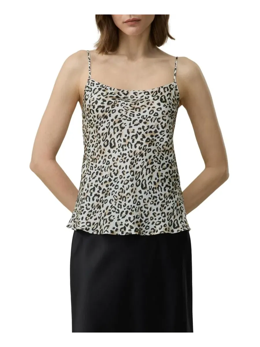 Шелковая майка на бретелях с V-образным вырезом Leopard Print LILYSILK, Dawn Leopard