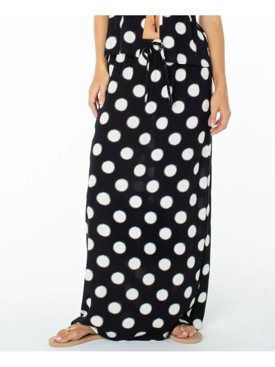 Юбка макси с принтом в горошек Iyla Polka-Dot Maxi Slit Skirt Roxy, Anthracite Soft Dot