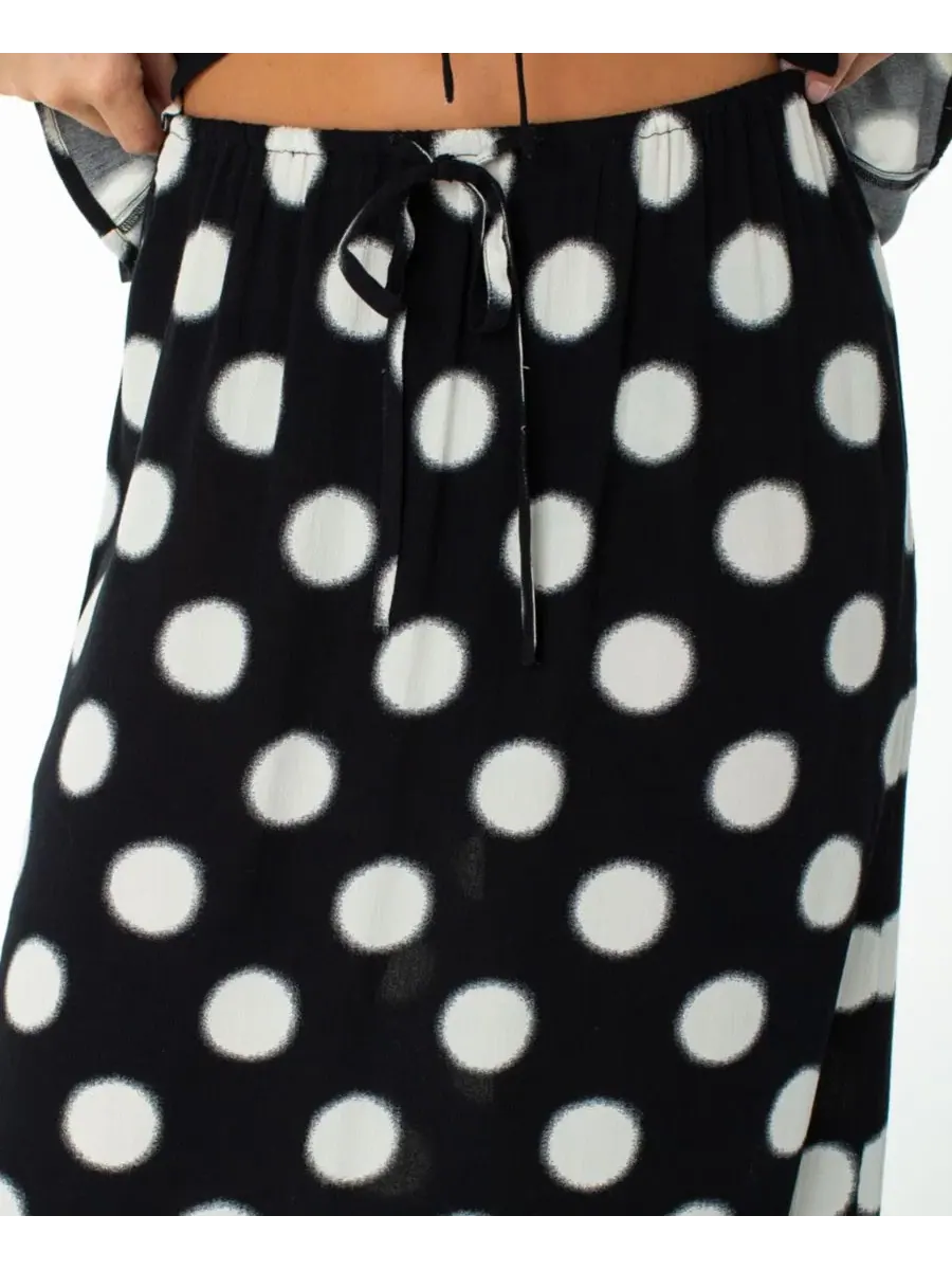 Юбка макси с принтом в горошек Iyla Polka-Dot Maxi Slit Skirt Roxy, Anthracite Soft Dot — 4