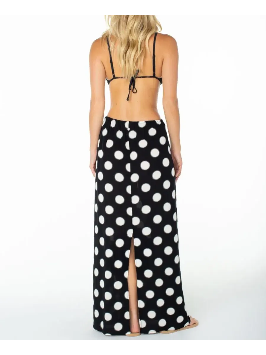 Юбка макси с принтом в горошек Iyla Polka-Dot Maxi Slit Skirt Roxy, Anthracite Soft Dot — 5