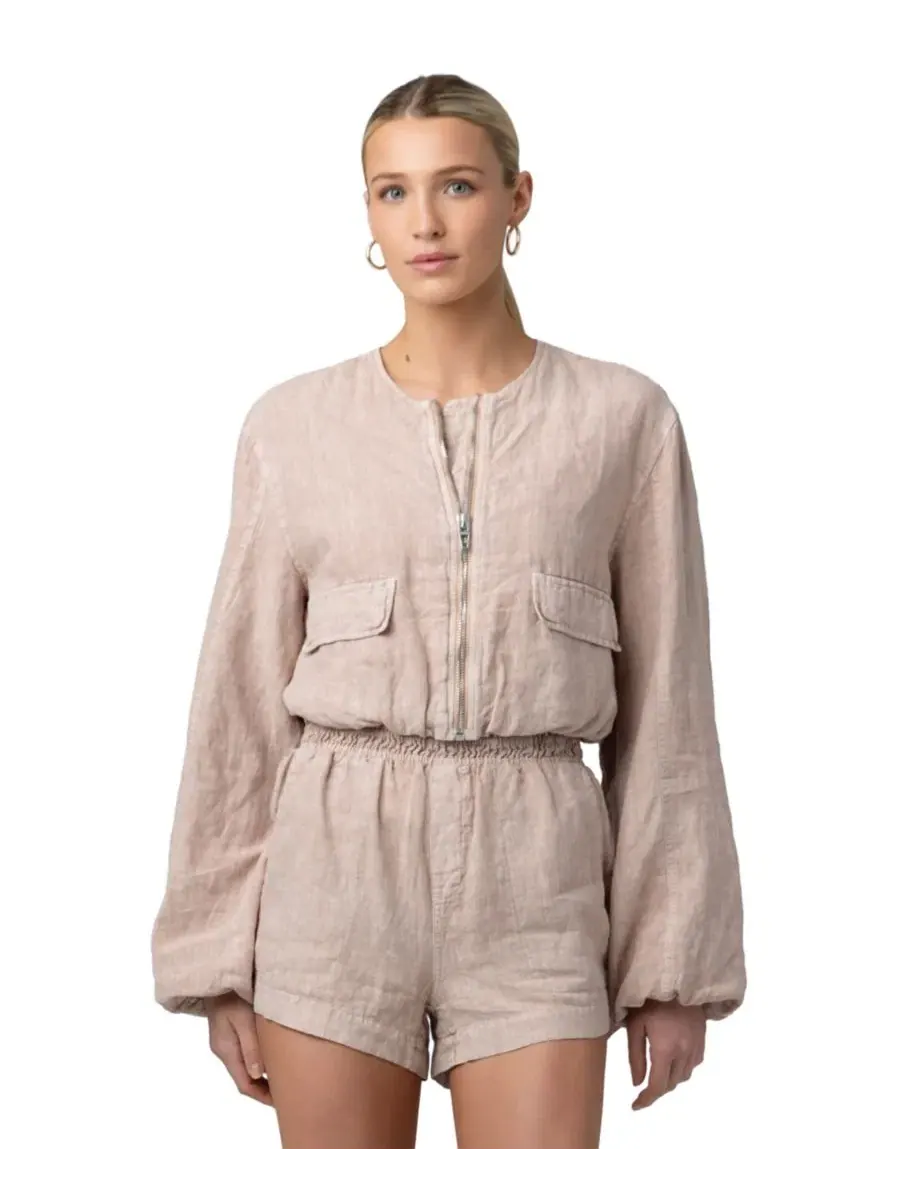 Женская куртка без воротника на молнии, модель Collarless Zipper Jacket BLANK NYC, Read My Lips — изображение 3 из 6
