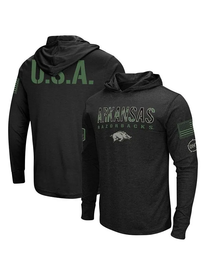 Мужская черная футболка с капюшоном Arkansas Razorbacks Big and Tall OHT в стиле милитари
