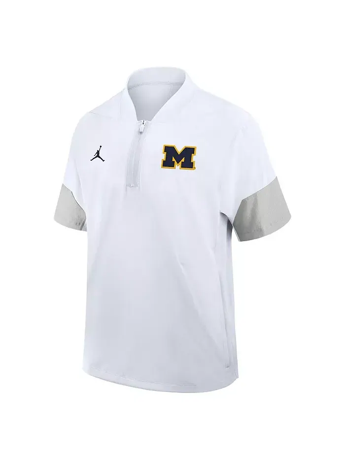 Мужская белая легкая куртка с короткими рукавами Michigan Wolverines 2025 для тренеров (лайтсайд) — изображение 2 из 3