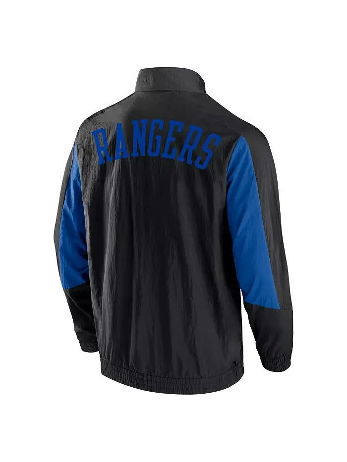 Мужская черная ветровка New York Rangers Step Up Crinkle Raglan с полной застежкой-молнией Fanatics — изображение 3 из 3