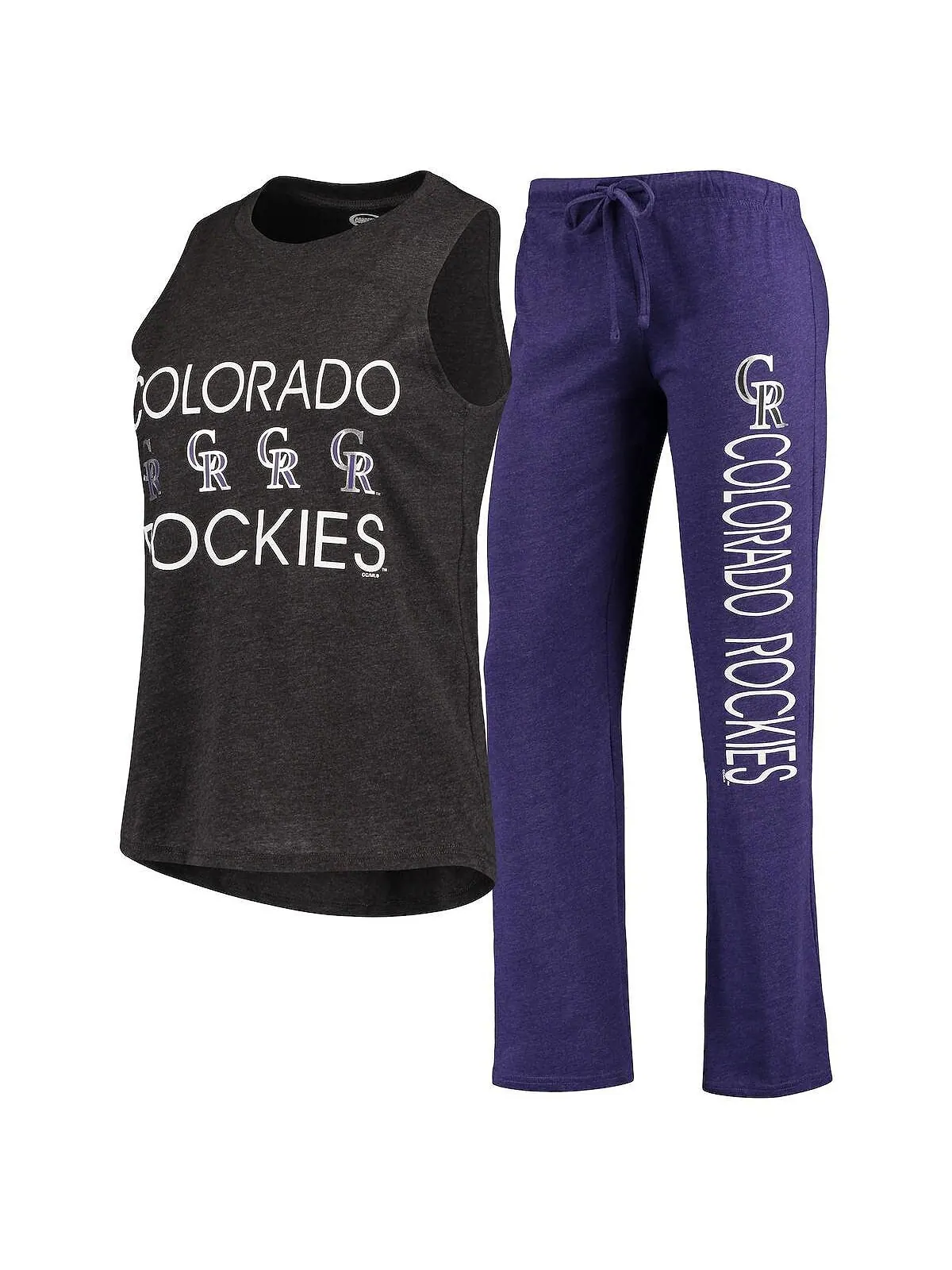 Женский комплект для сна с майкой и брюками Colorado Rockies Meter фиолетового и черного цвета