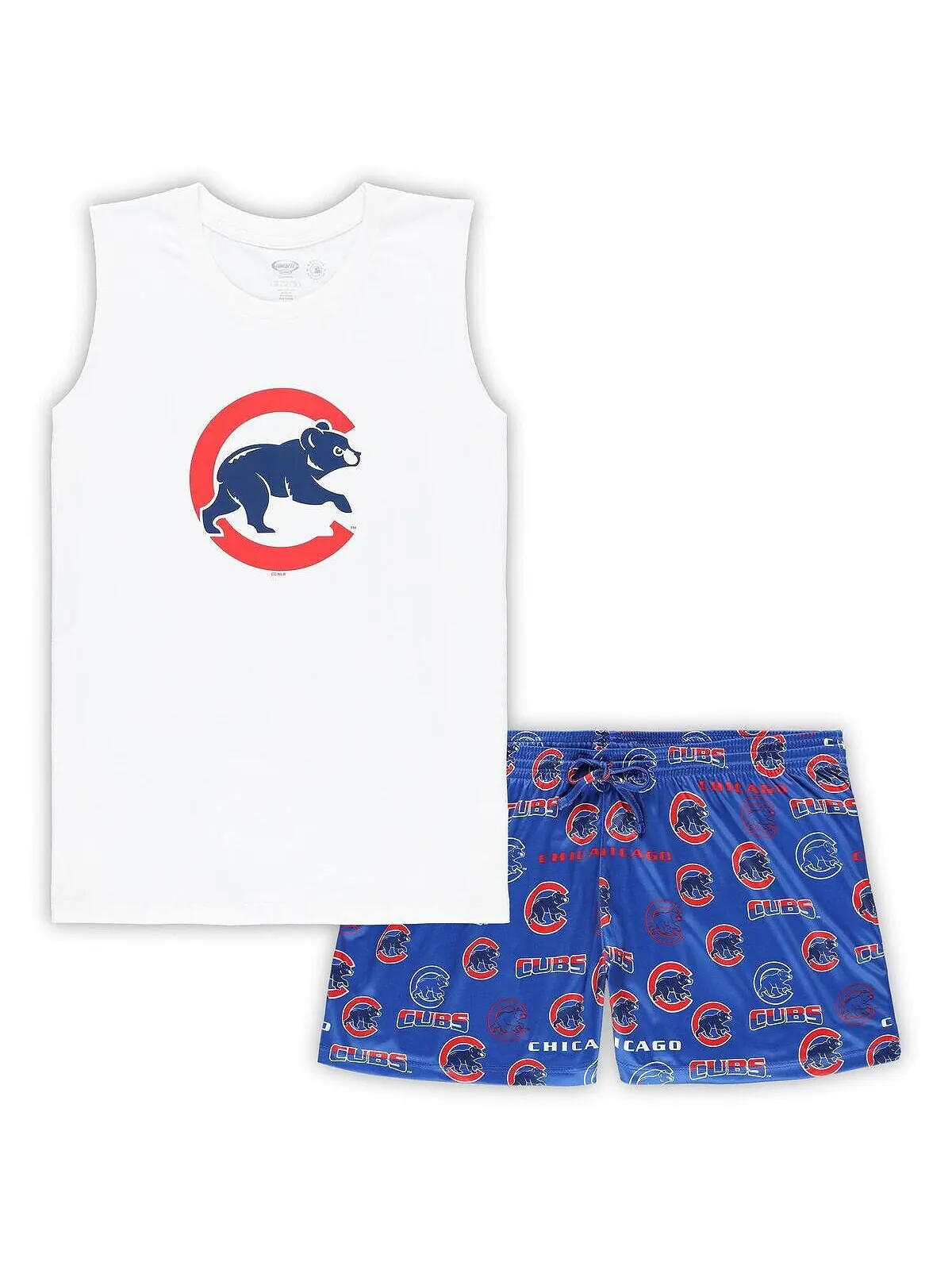 Женский комплект для сна, белая майка больших размеров Royal Chicago Cubs и шорты Concepts Sport