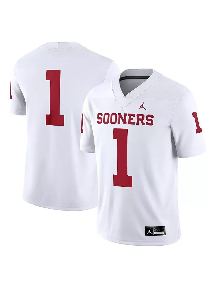 Мужская белая игровая футболка Oklahoma Sooners №1 Jordan