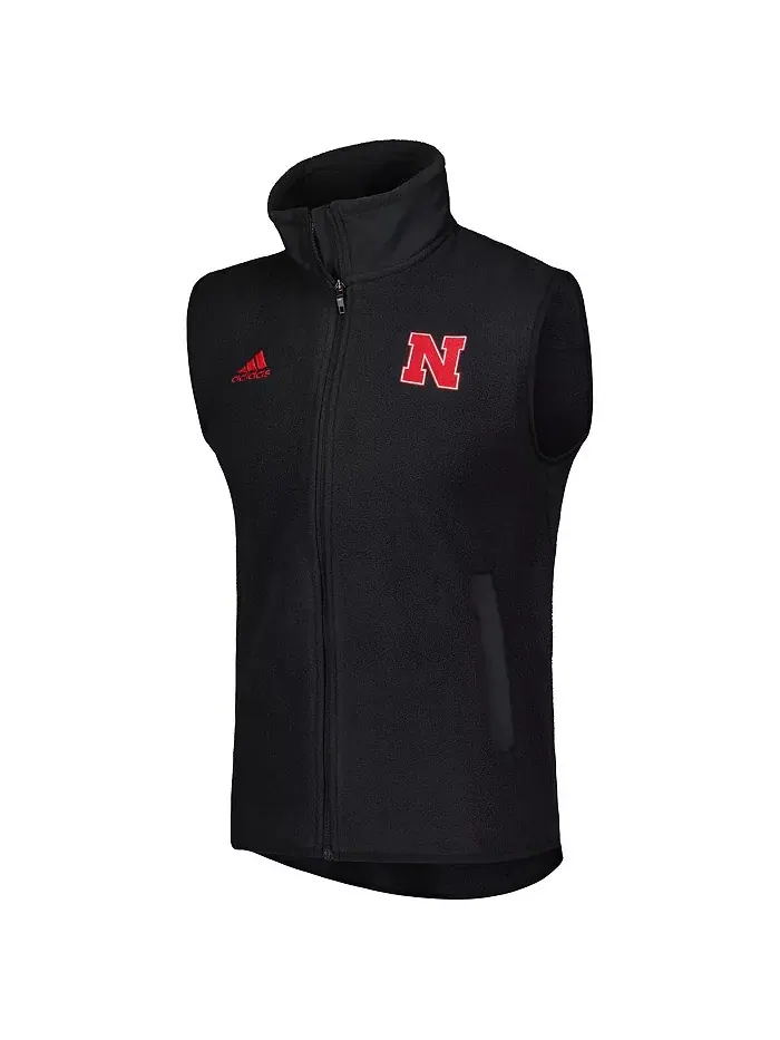 Мужской черный жилет Nebraska Huskers с застежкой-молнией adidas — изображение 4 из 4
