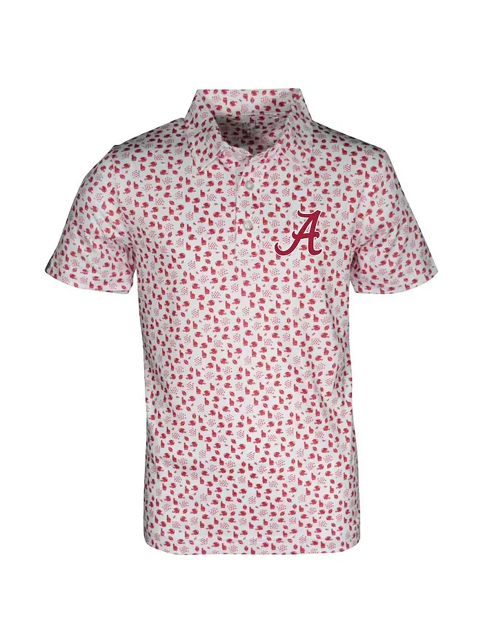 Белая поло Alabama Crimson Tide Earnest Allover Print для мальчиков и девочек постарше Garb