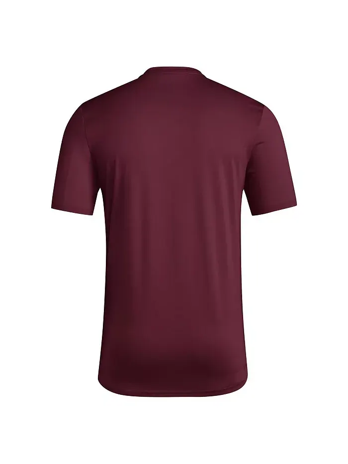 Мужская футболка Mississippi State Bulldogs Locker Football Pre-Game AEROREADY бордового цвета — изображение 2 из 3