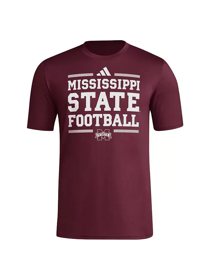 Мужская футболка Mississippi State Bulldogs Locker Football Pre-Game AEROREADY бордового цвета — изображение 3 из 3