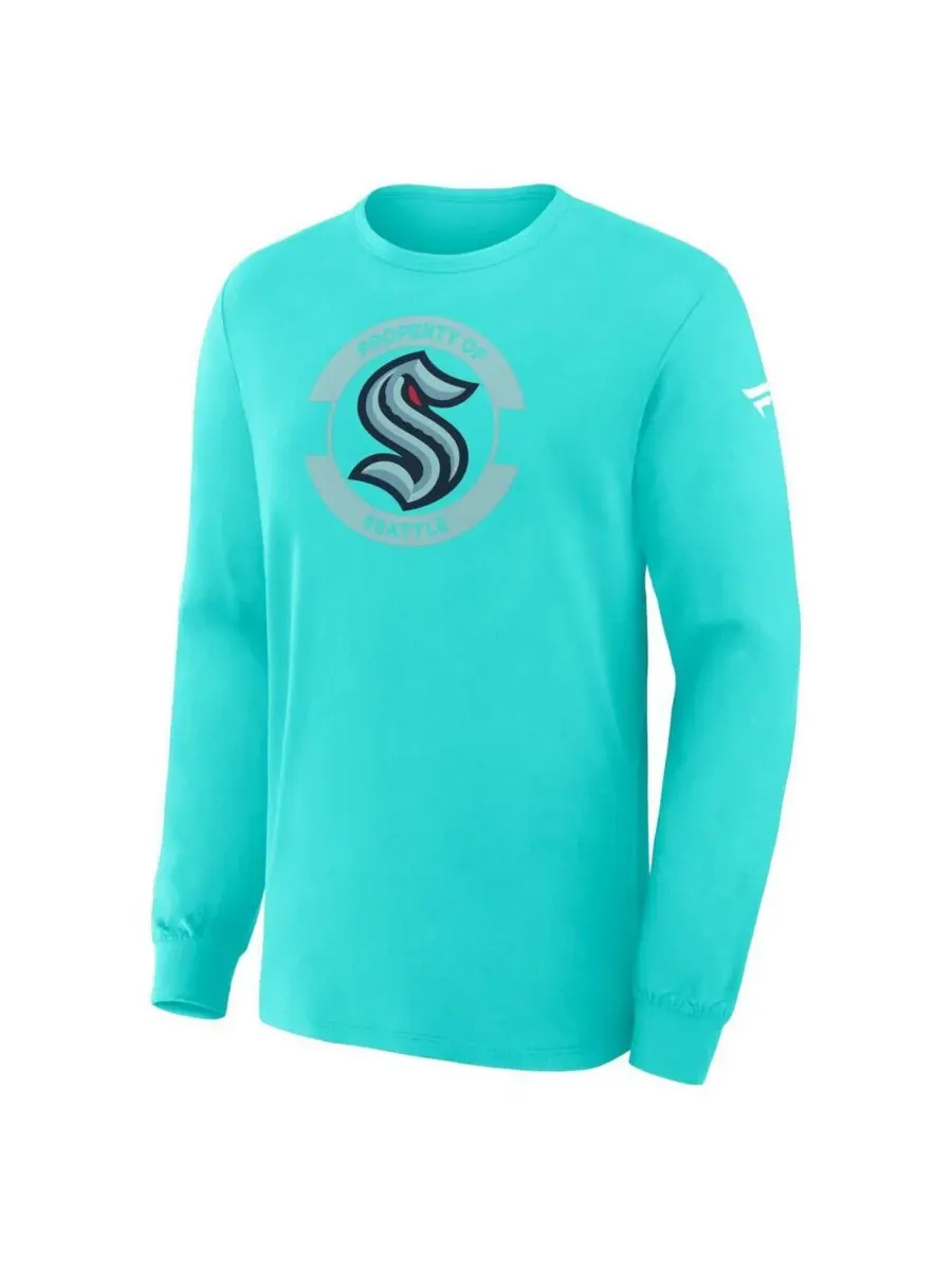 Fanatics Мужская светло-голубая футболка с длинным рукавом Seattle Kraken Authentic Pro Property Of — изображение 2 из 3