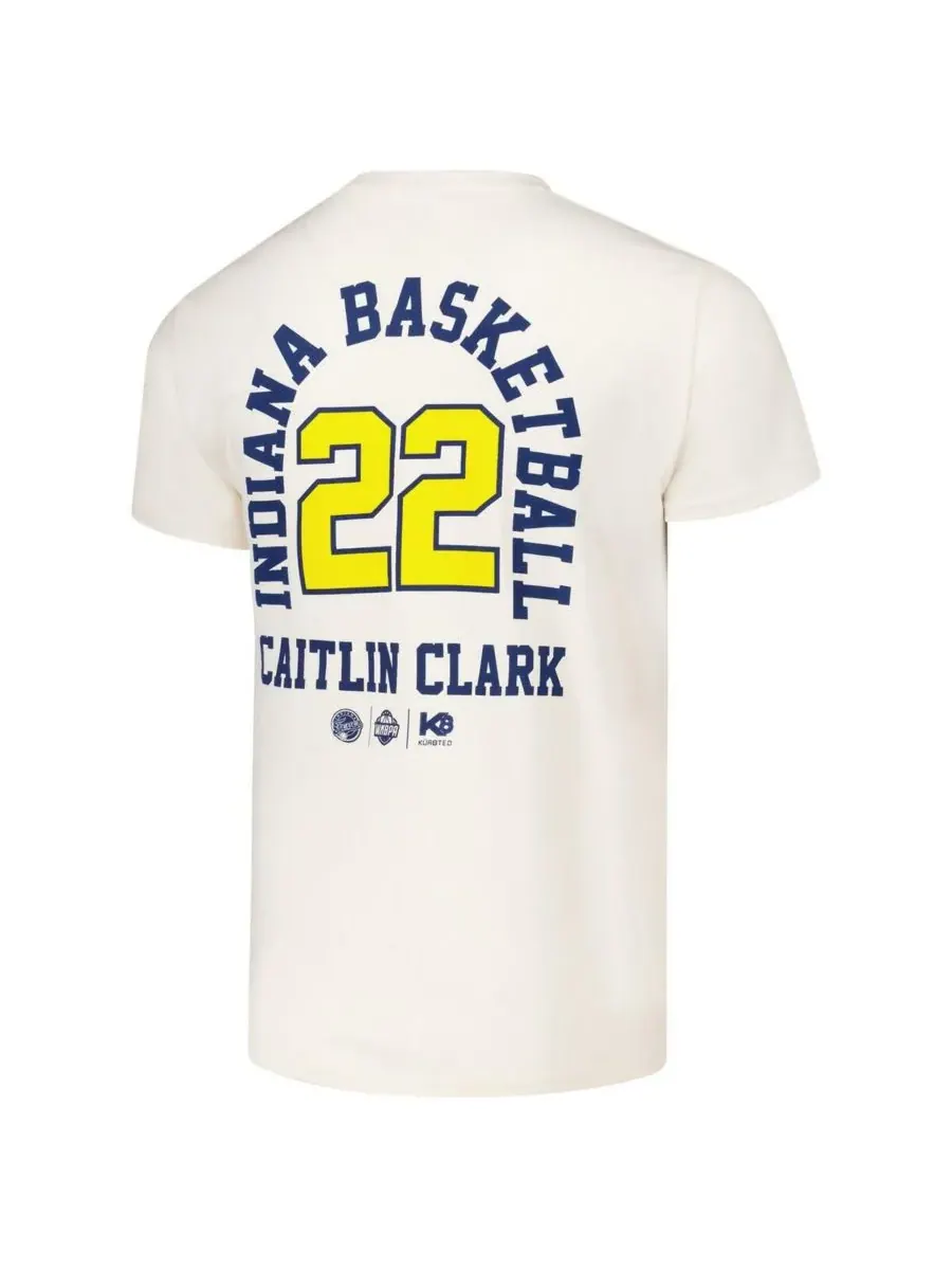 Kur8ted Мужская и женская футболка Caitlin Clark Cream Indiana Fever Player ID Arch — изображение 2 из 3, бежевый
