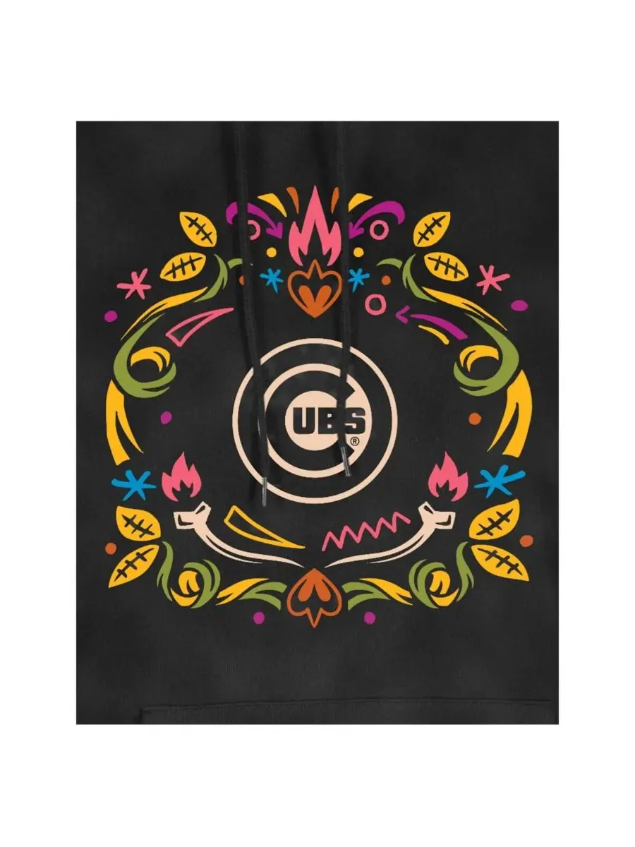 New Era Черная женская толстовка с капюшоном Chicago Cubs Día de Muertos из минеральной ткани — изображение 2 из 4, черный