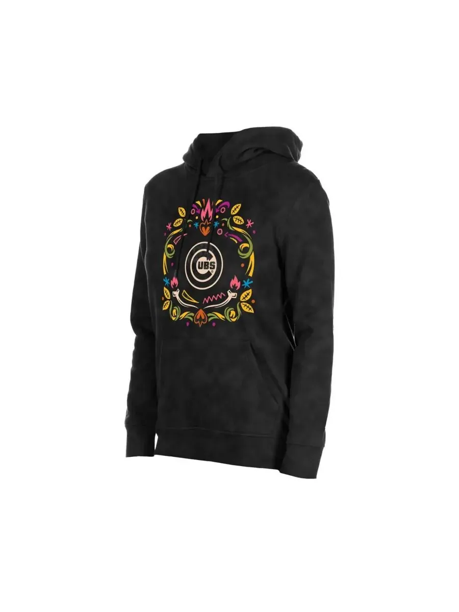 New Era Черная женская толстовка с капюшоном Chicago Cubs Día de Muertos из минеральной ткани — изображение 4 из 4, черный