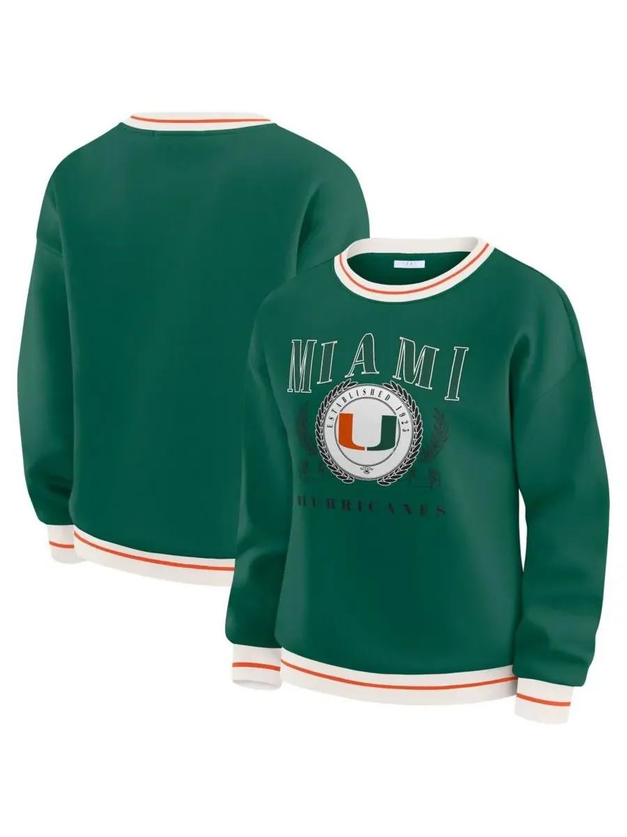 WEAR by Erin Andrews Женская зеленая толстовка с символикой команды Miami Hurricanes