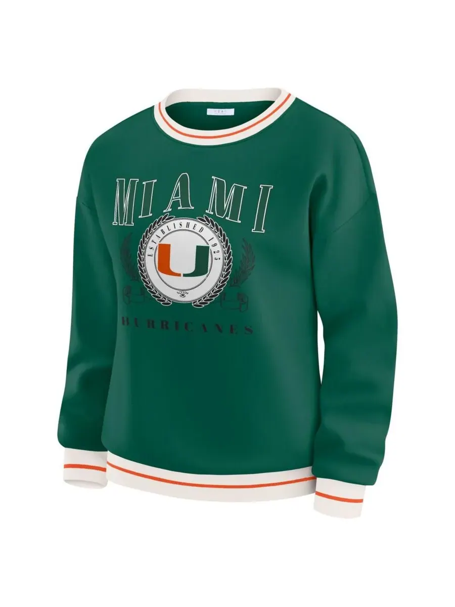 WEAR by Erin Andrews Женская зеленая толстовка с символикой команды Miami Hurricanes — изображение 2 из 5, зеленый