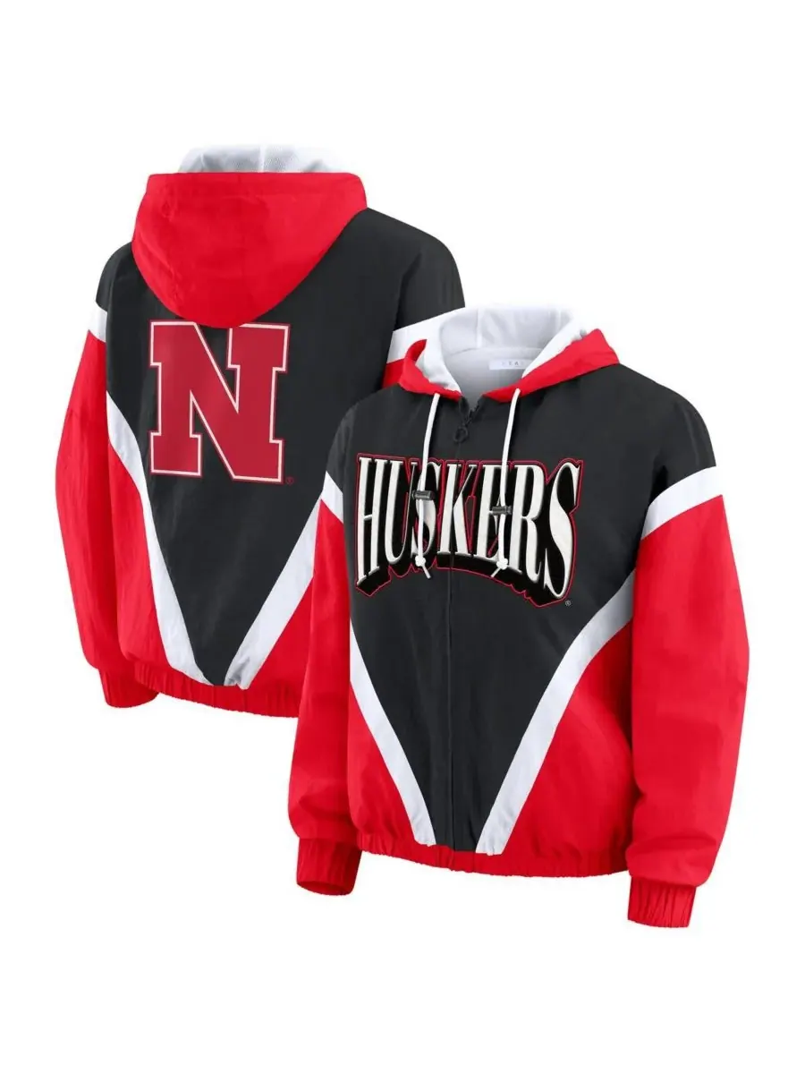 WEAR by Erin Andrews Женская ветровка на молнии с цветными блоками и символикой команды Nebraska
