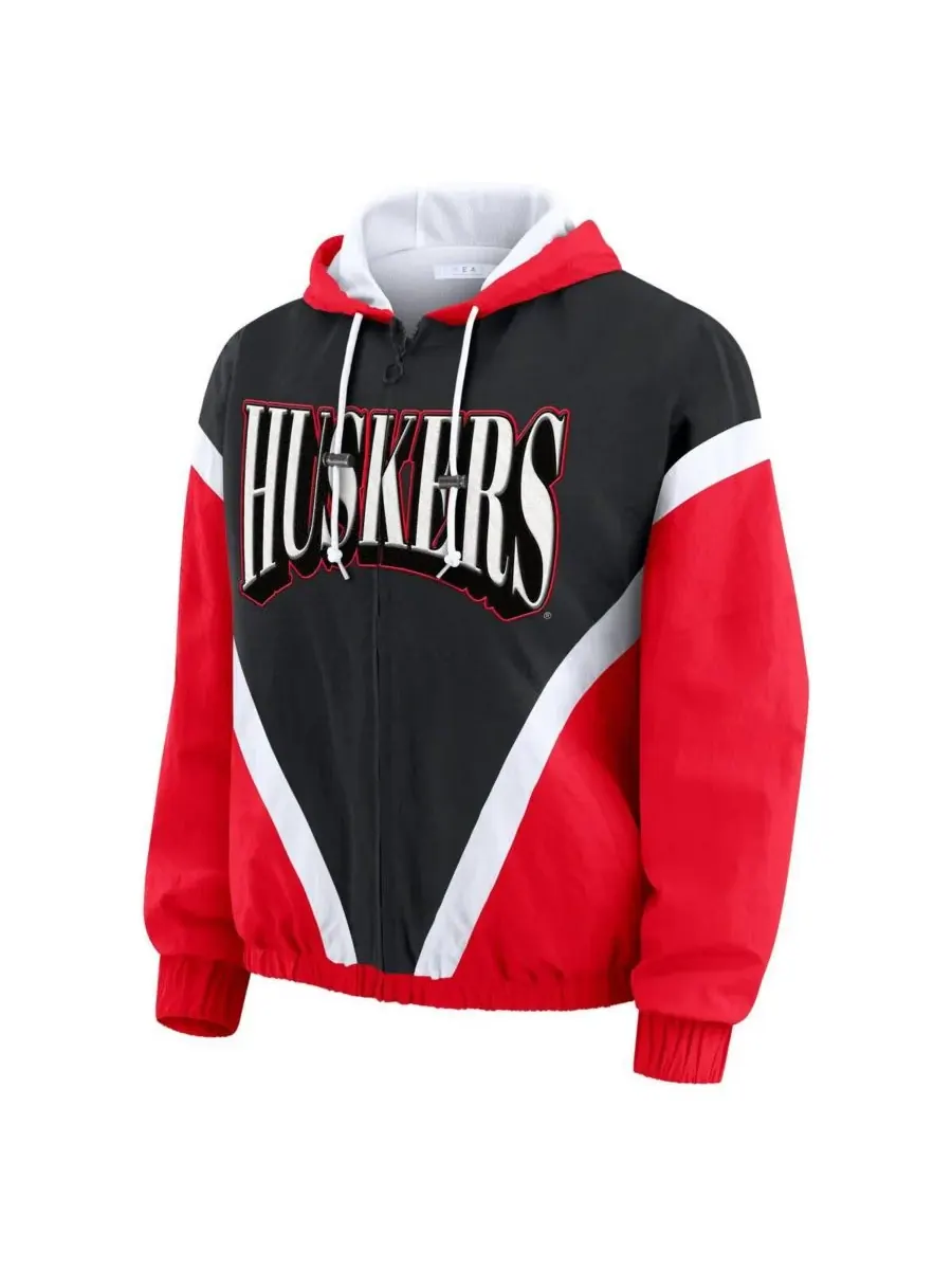 WEAR by Erin Andrews Женская ветровка на молнии с цветными блоками и символикой команды Nebraska — изображение 2 из 3, черный