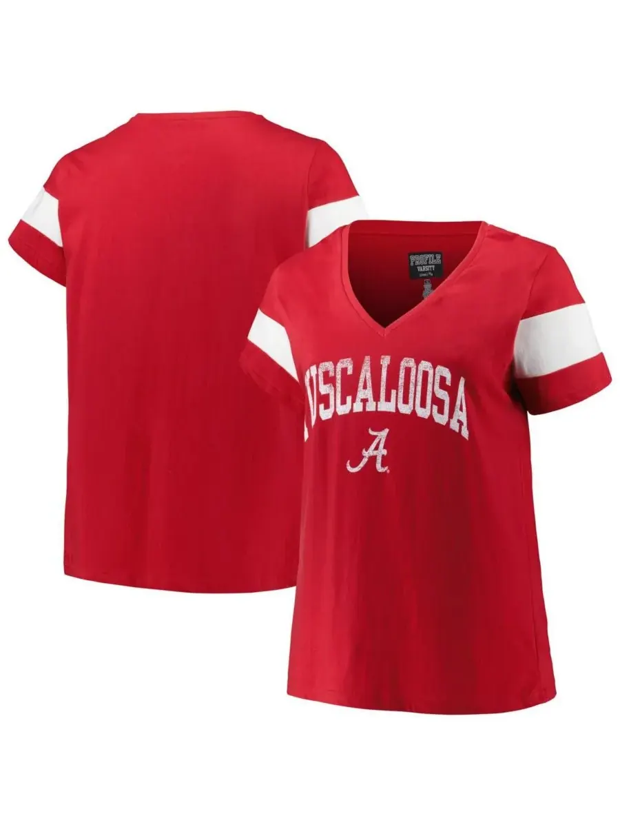 Profile Женская футболка большого размера Heather Crimson Alabama Crimson Tide с V-образным вырезом