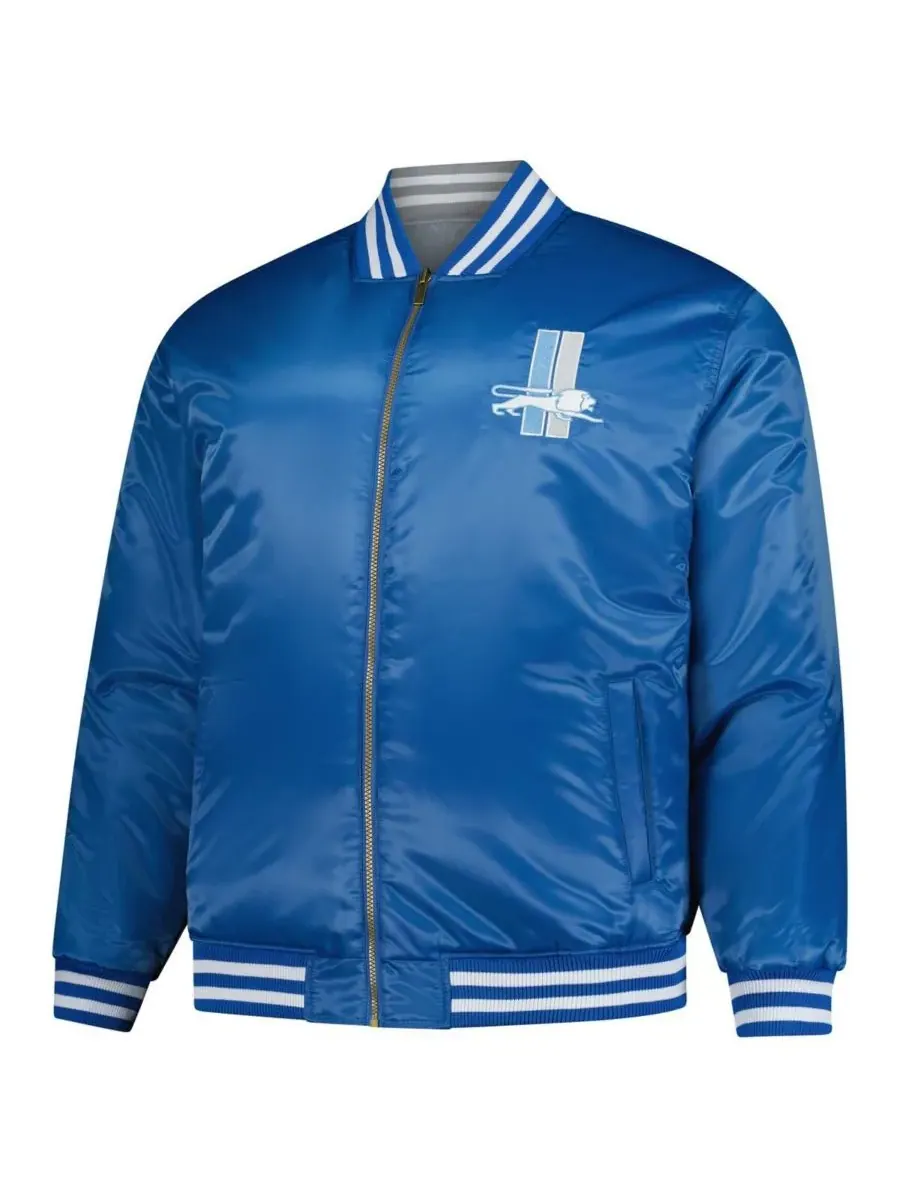 Mitchell & Ness Мужская двусторонняя куртка на молнии сине-серебристого цвета с символикой команды — изображение 4 из 5