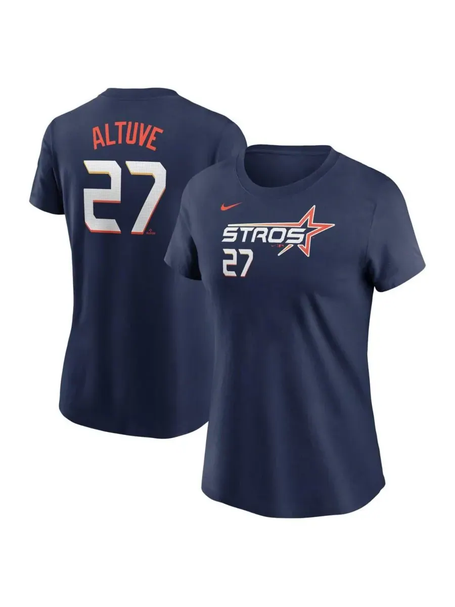 Nike Женская футболка Jose Altuve Navy Houston Astros 2025 City Connect Fuse Name Number