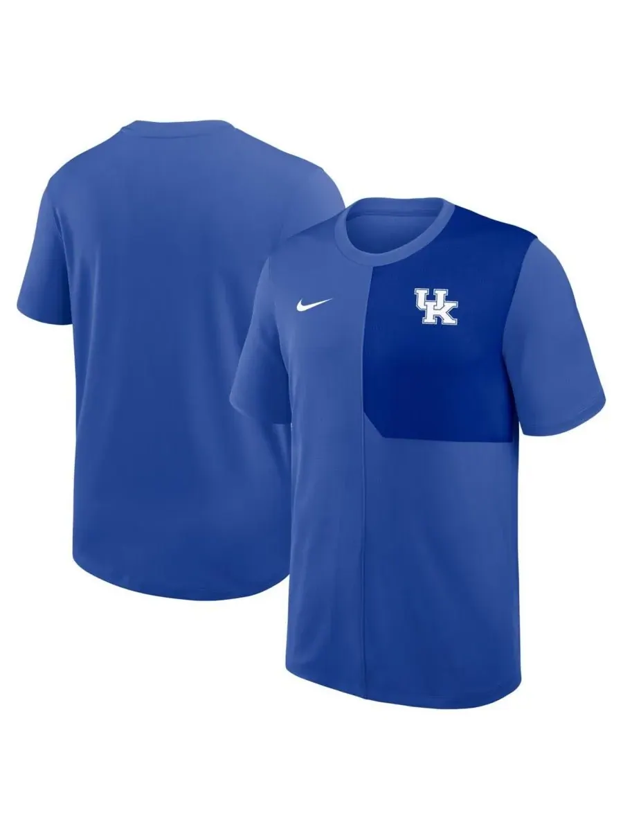 Мужская футболка тренера Royal Kentucky Wildcats 2025 Sideline UV Performance Coach T-Shirt Nike