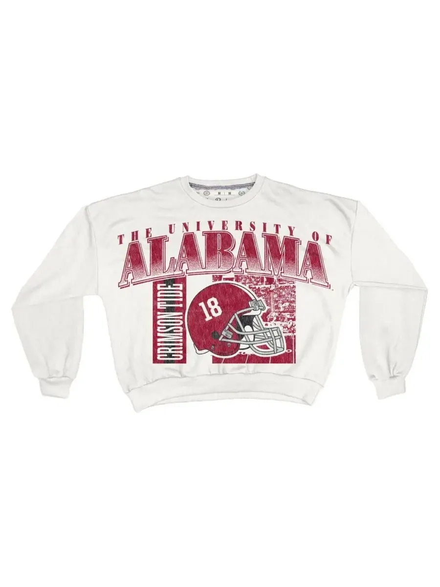 Pressbox Женская белая толстовка в стиле ретро "Alabama Crimson Tide" оверсайз длиной до талии — изображение 2 из 3, белый