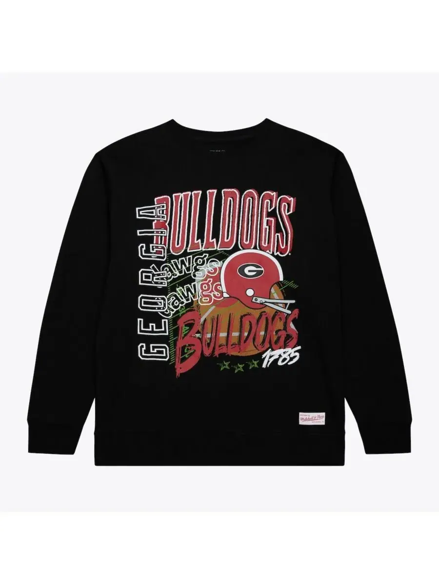 Mitchell & Ness Мужская черная флисовая толстовка Georgia Bulldogs Half Time