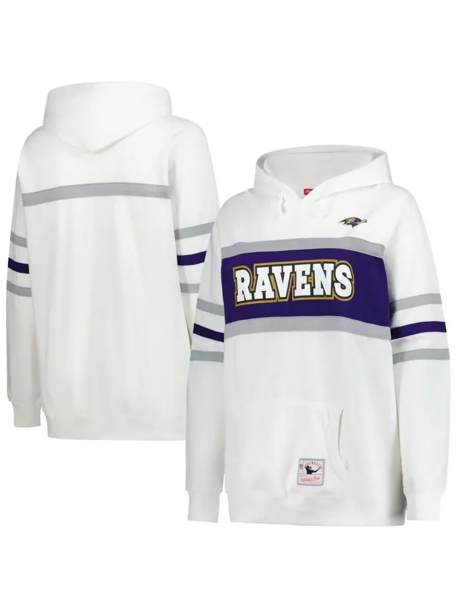 Mitchell & Ness Женская белая толстовка с капюшоном Baltimore Ravens большого размера в стиле ретро