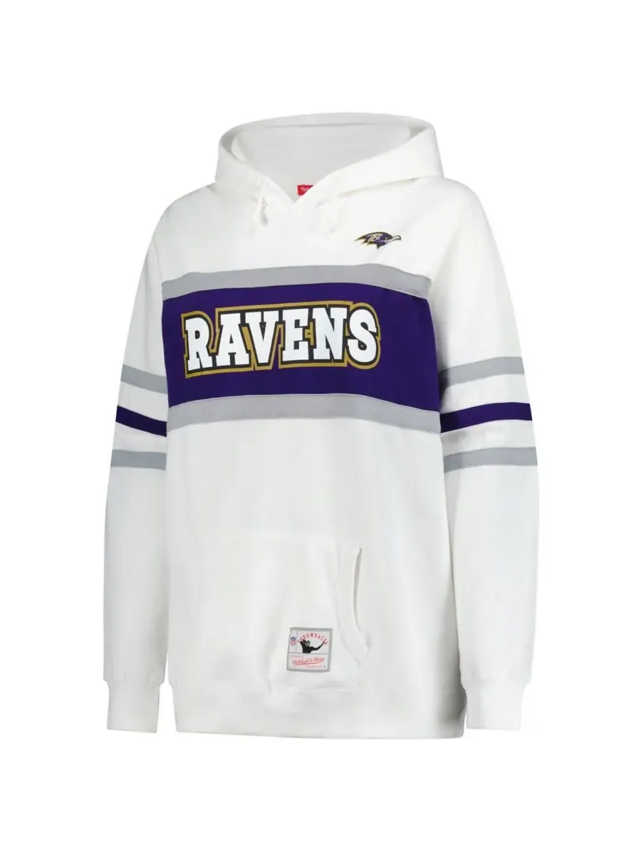 Mitchell & Ness Женская белая толстовка с капюшоном Baltimore Ravens большого размера в стиле ретро — изображение 3 из 3