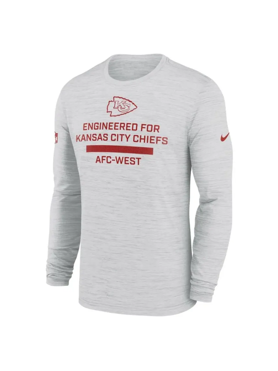 Мужская футболка с длинным рукавом Ash Kansas City Chiefs Sideline Velocity Performance Nike — изображение 2 из 3, пепельный