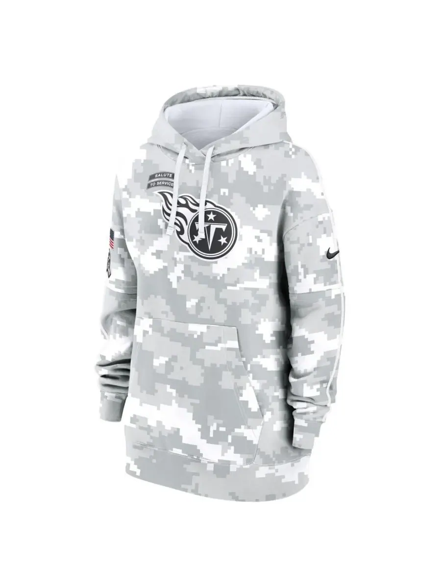 Женская флисовая толстовка оверсайз с капюшоном Arctic Camo Tennessee Titans 2024 Salute To Service — изображение 2 из 3