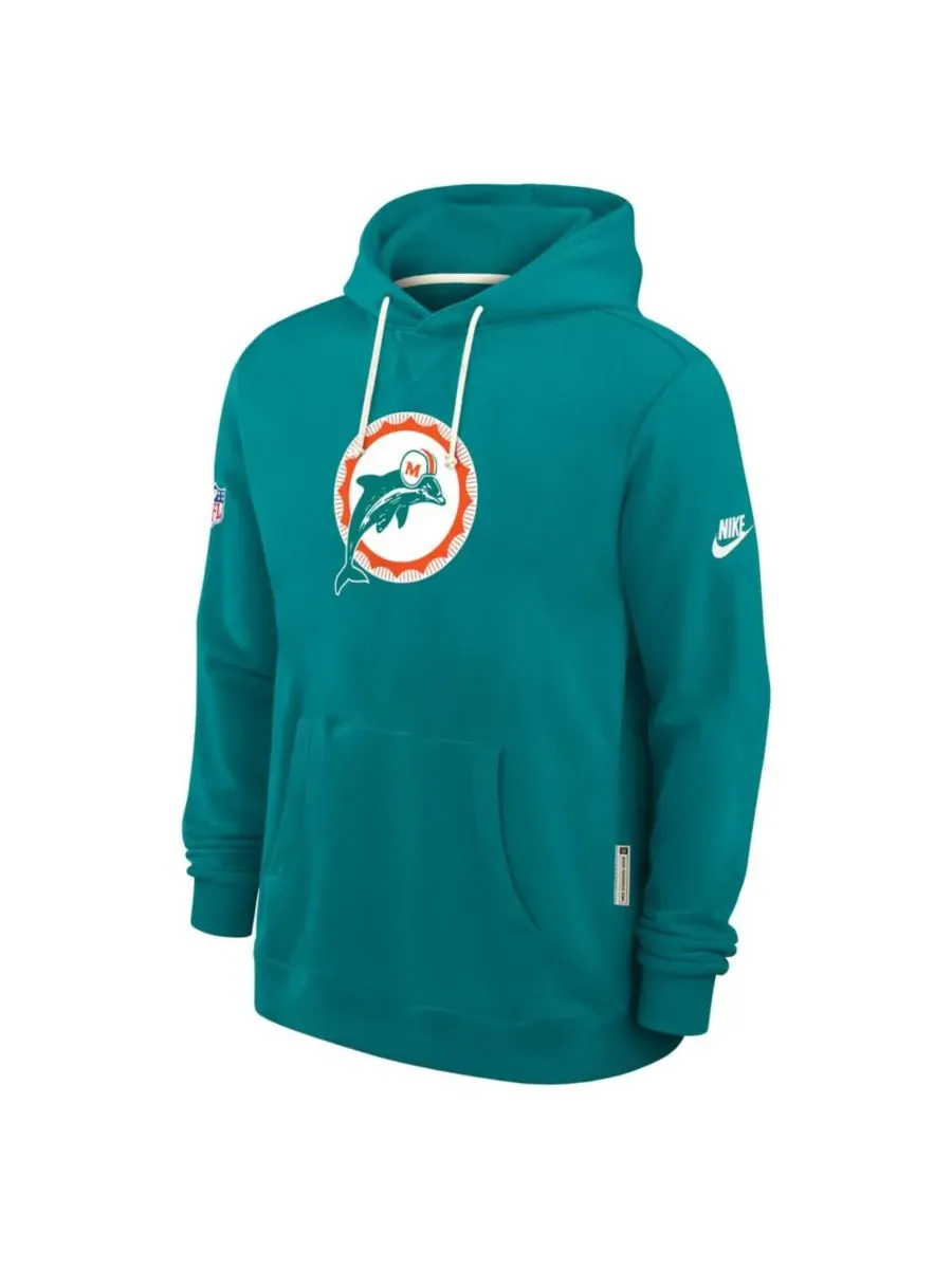 Мужская толстовка Aqua Miami Dolphins Sideline Offensive Set Play Performance Pullover Hoodie Nike — изображение 5 из 5