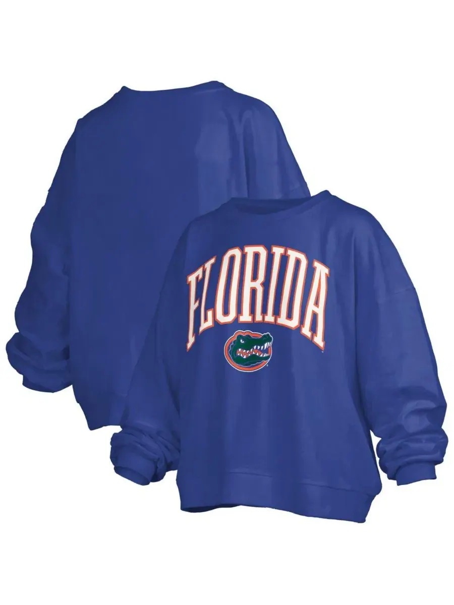 Женская толстовка Royal Florida Gators Janise Arch Over Logo Waist Length Oversized Pullover