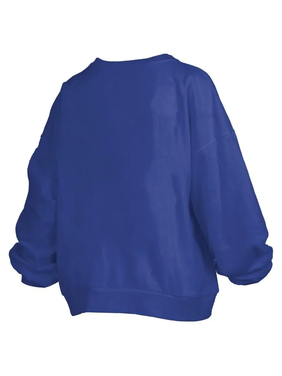 Женская толстовка Royal Florida Gators Janise Arch Over Logo Waist Length Oversized Pullover — изображение 2 из 3
