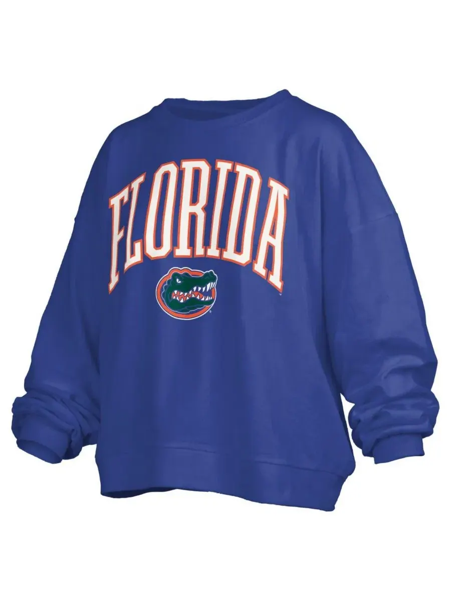 Женская толстовка Royal Florida Gators Janise Arch Over Logo Waist Length Oversized Pullover — изображение 3 из 3