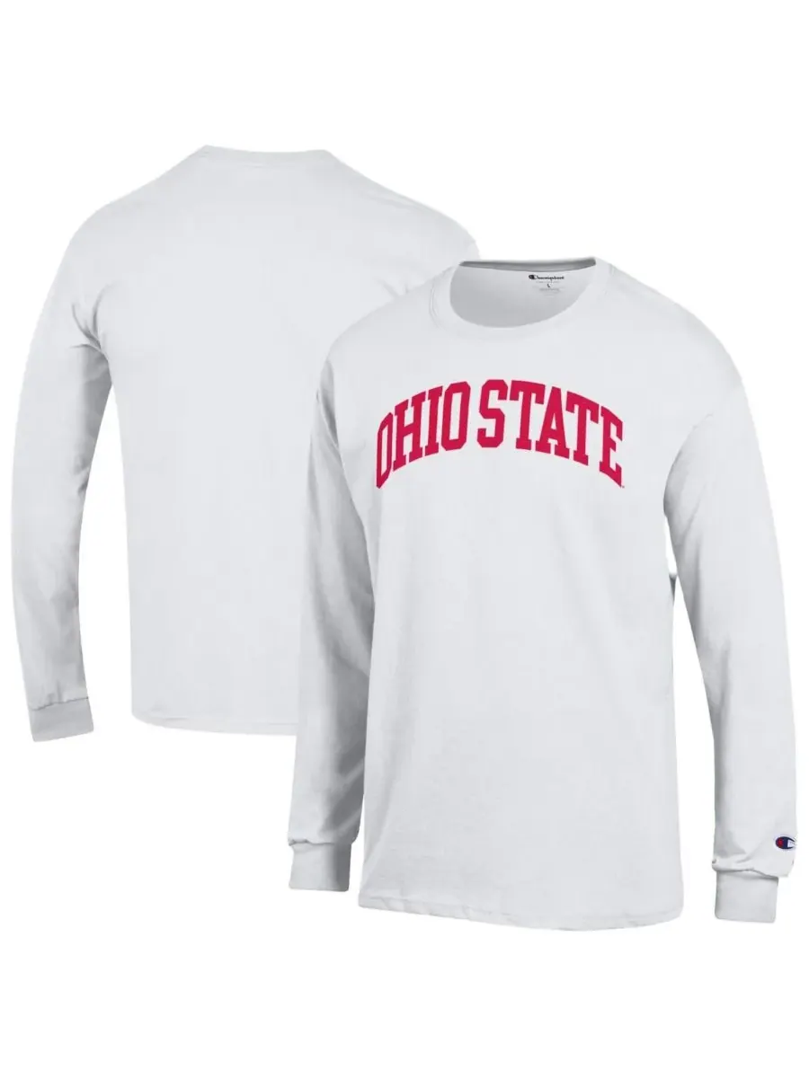 Champion Мужская белая футболка с длинным рукавом Ohio State Buckeyes Basic Arch