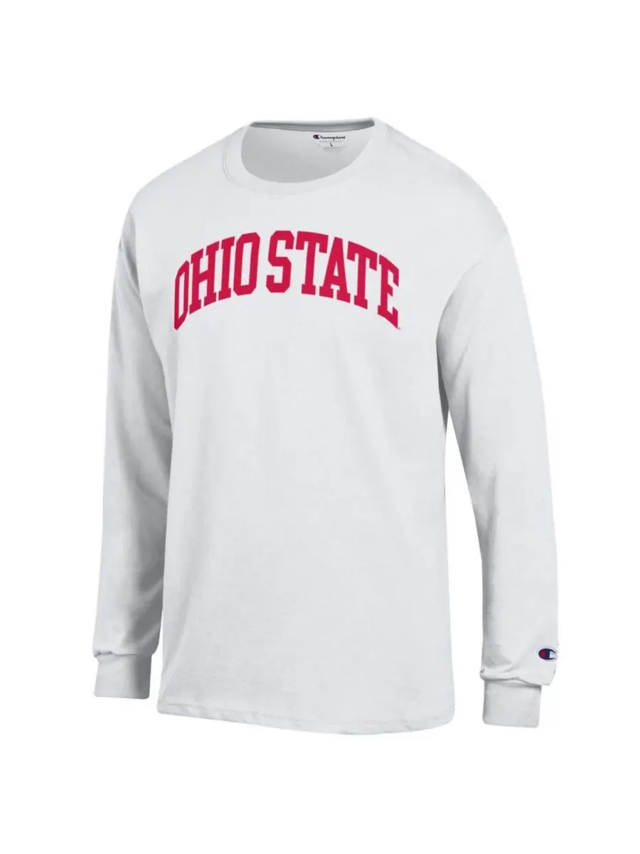 Champion Мужская белая футболка с длинным рукавом Ohio State Buckeyes Basic Arch — изображение 2 из 3, белый