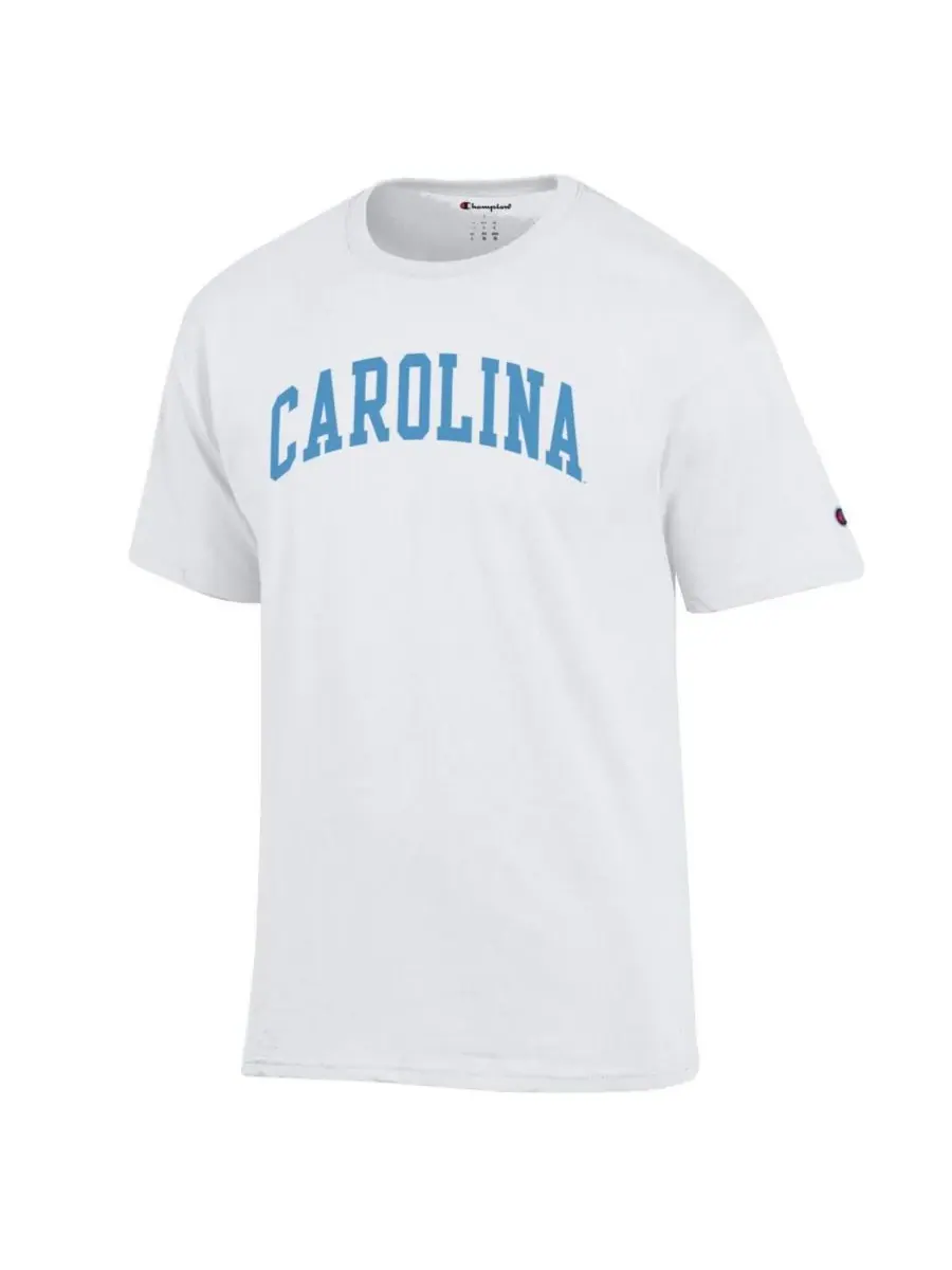 Champion Мужская белая базовая футболка North Carolina Tar Heels с аркой — изображение 2 из 3, белый