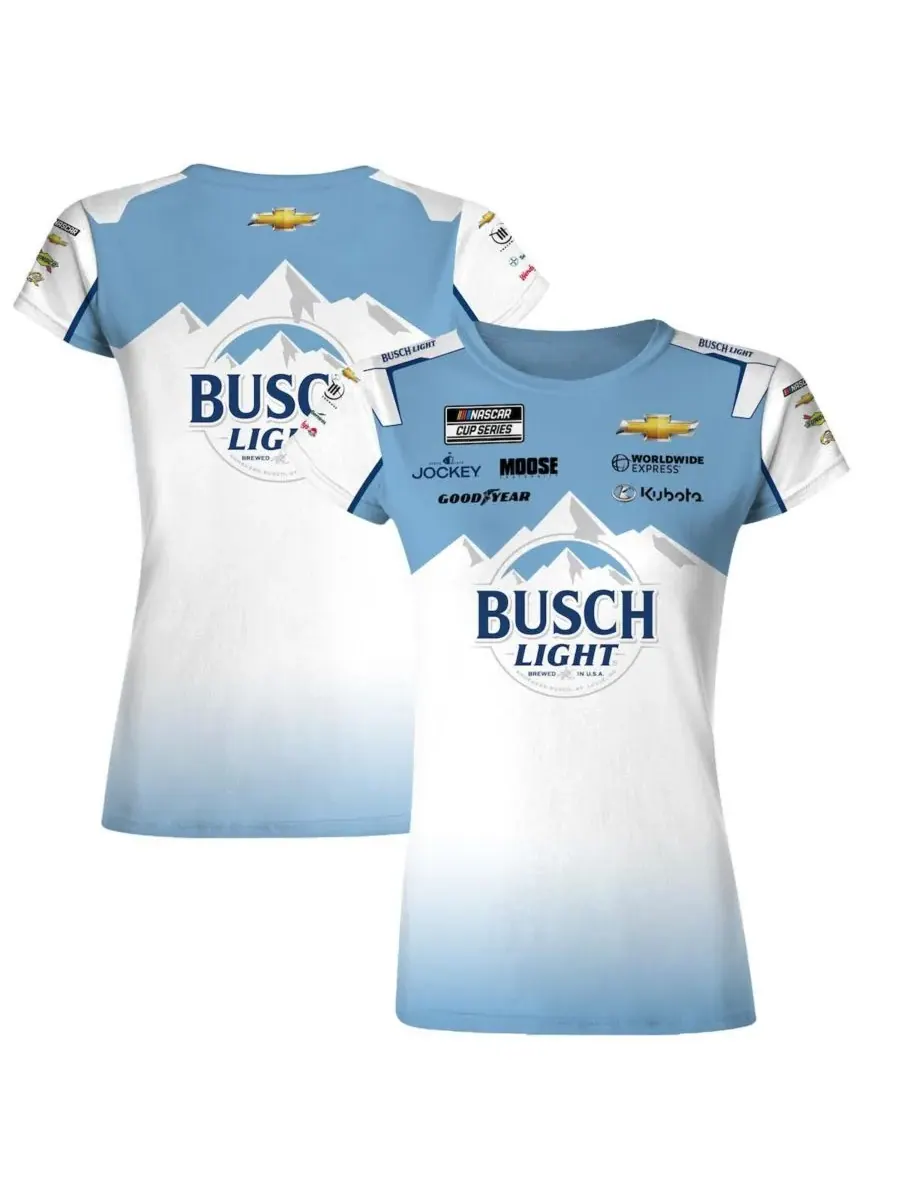 Checkered Flag Sports Женская бело-голубая футболка Ross Chastain Busch Light Uniform