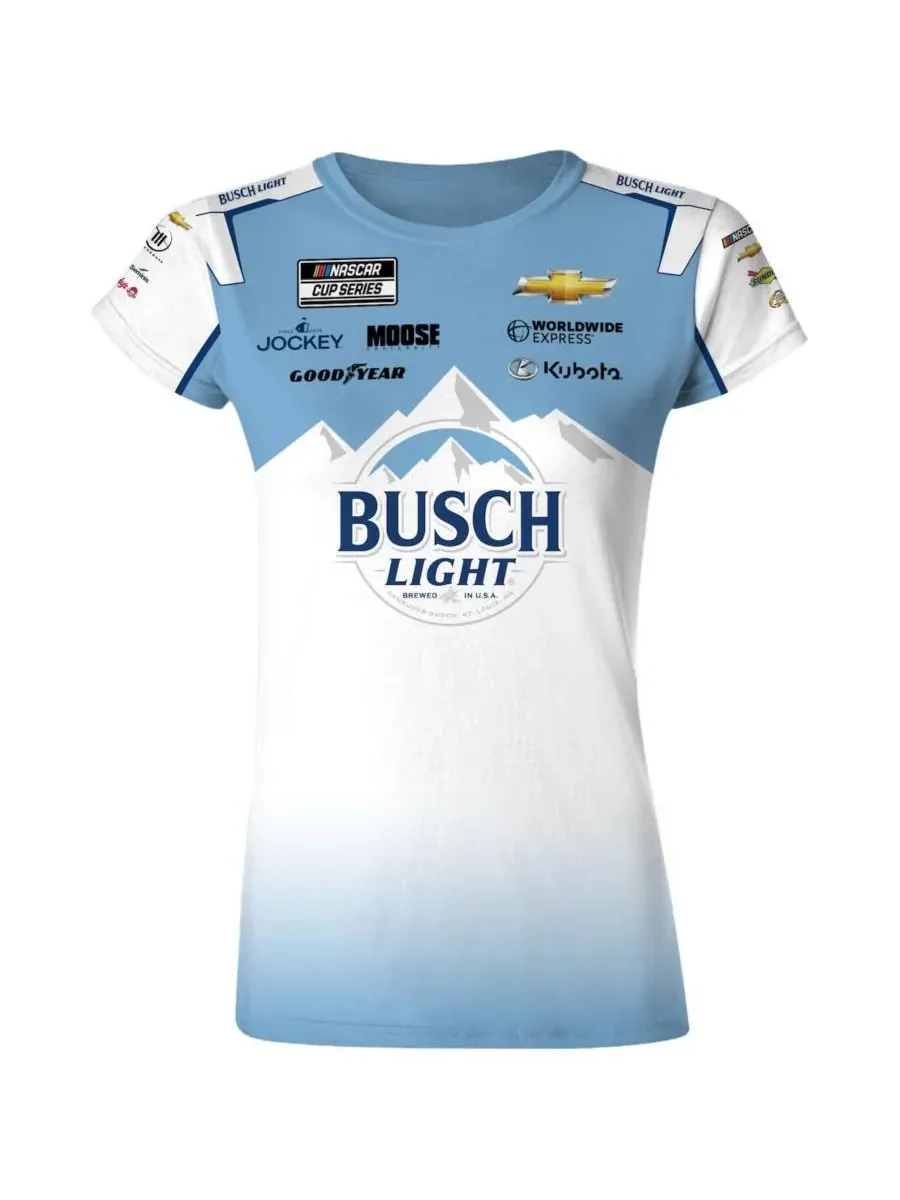 Checkered Flag Sports Женская бело-голубая футболка Ross Chastain Busch Light Uniform — изображение 2 из 3, белый синий