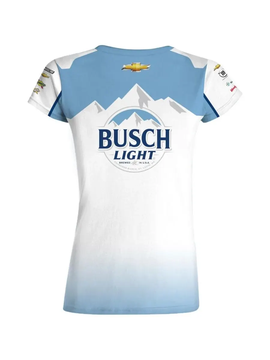 Checkered Flag Sports Женская бело-голубая футболка Ross Chastain Busch Light Uniform — изображение 3 из 3, белый синий